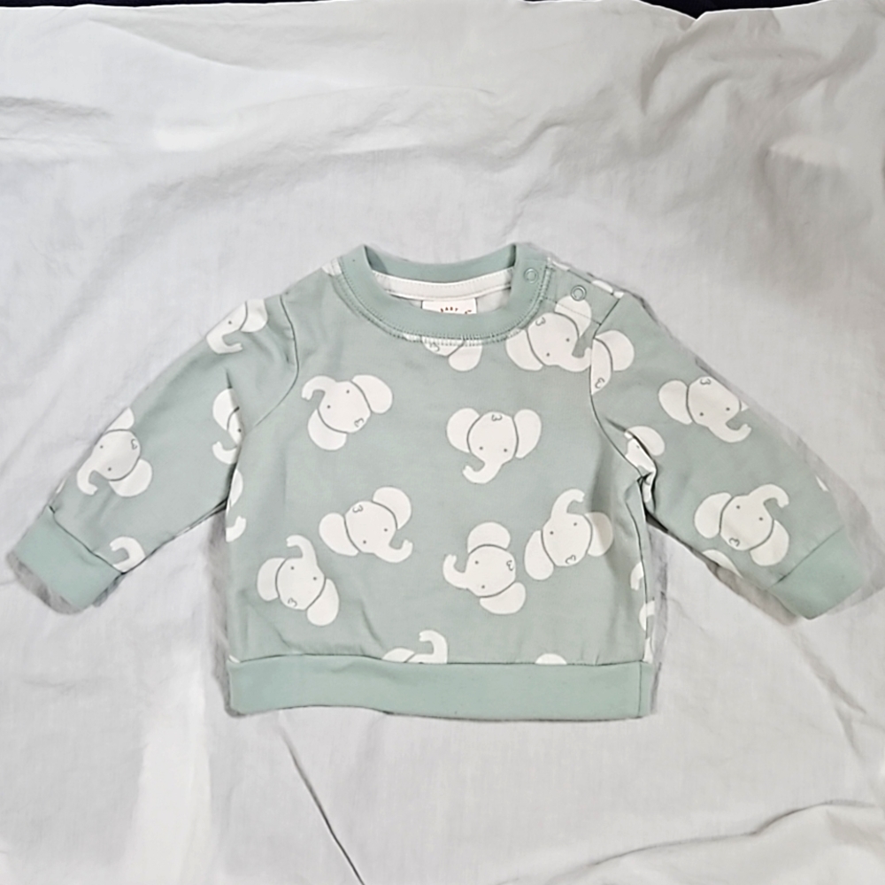 5 for $15!! Baby Boys Sz 3-6 Months Cat & Jack Elephant Sweatshirt Light Green